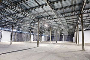 Empty storage room, warehouse or hangar photo