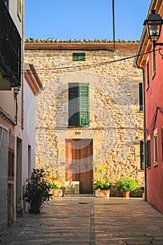 Empty street in Alcudia, Mallorca, Spain