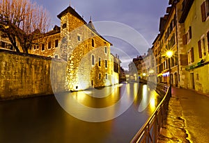 Empty Street along Thiou Canal in Annecy France