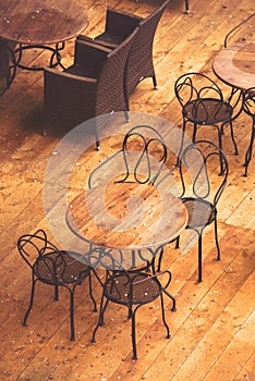 Empty Street Cafe Chairs and Tables