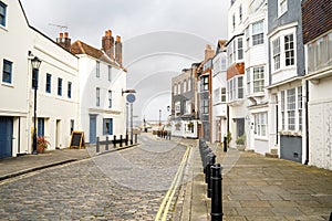 Empty street with historic housing, Old Portsmouth, England