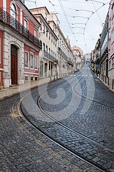 Empty street in Lisbon, Portugal