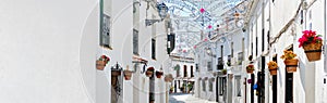 Empty street of Mijas village panoramic image