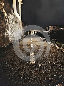 Empty street night background vertical city concrete view