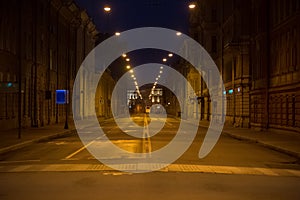 Empty street at night