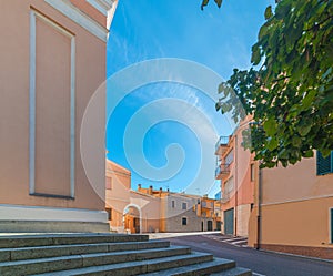 Empty street in Nuoro on a sunny day photo