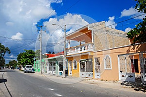 Empty street of old town Tulum in Mexico