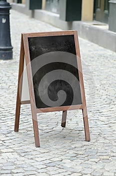 Empty street restaurant menu blackboard