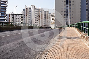 Empty street road in city with house