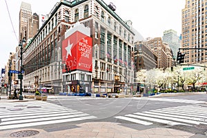 Empty Streets of Herald Square New York from Covid-19 pandemic