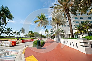 Empty streets of Miami Beach shut down due to Coronavirus Covid 19 pandemic