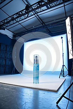 Empty studio gradient background for product display photo