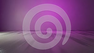Empty studio with gradient purple background and reflective floor