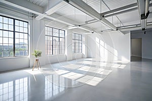 Empty studio space with sunlight