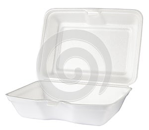 Empty styrofoam box isolated