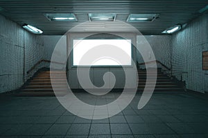 Blank Billboard in Subway Underpass