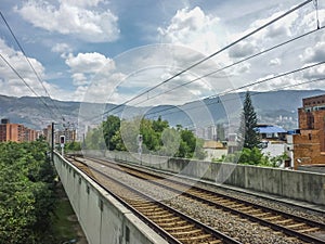 Empty Subway Station and Mountains in Medellin Colombia