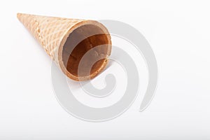 Empty sugar waffle cones for the ice cream isolated on white background