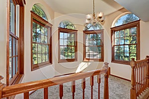 Empty sun room interior on the second floor.