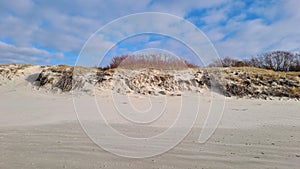 Empty sunny dunes on the beach of Baltic sea