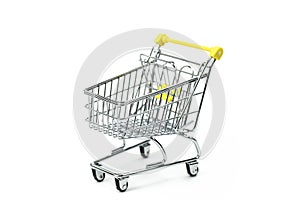 Empty supermarket cart - symbol of consumerism, consumer society