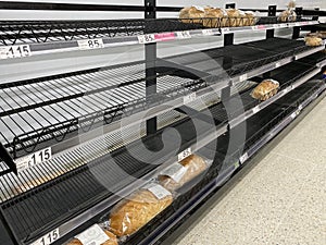 Empty supermarket shelves