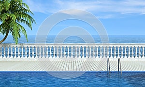 Empty swimming pool near the sea