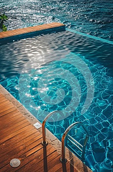 Empty Swimming Pool With Wooden Deck