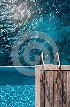 Empty Swimming Pool With Wooden Deck