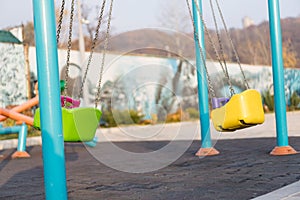 Empty swing at the playground