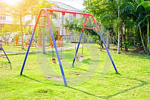 Empty swing in the playground