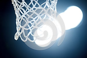 Empty Swooshing Basketball Net Close Up with Dark Background