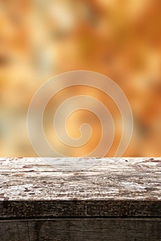 Empty table as indian summer or autumn background.
