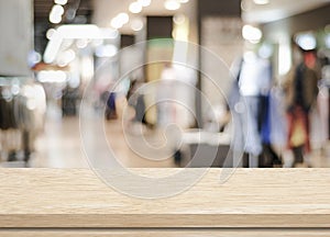 Empty table and blurred store bokeh background