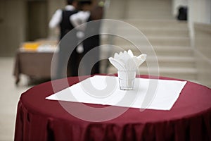 empty table at catering event preparation