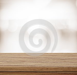 Empty table over blur abstract background, product display