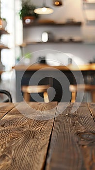 empty table for product display montages in the kitchen