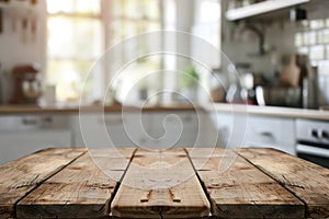 empty table for product display montages in the kitchen