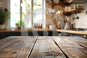 empty table for product display montages in the kitchen