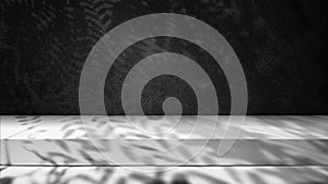 Empty table top with black concrete wall. Abstract pattern of concrete wall