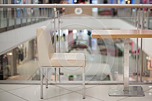 Empty tables waiting for visitors at the mall