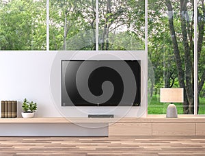 Empty television screen with nature view 3d render.