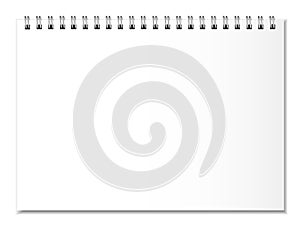 An empty template for the design of a spiral wall calendar or a notepad with realistic shadows.