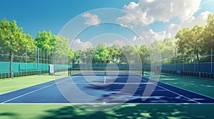 Empty Tennis Court outdoors, sport and recreation