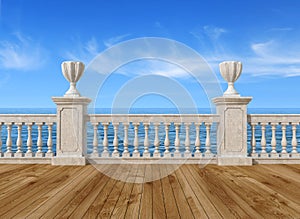 Empty terrace with balustrade photo
