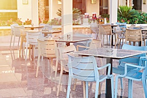 Empty terrace with a table and chairs outdoor