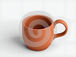 Empty terracotta mug on a neutral surface, studio shot