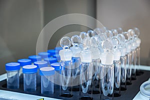empty test tubes in the thermal decomposition apparatus of a medical center