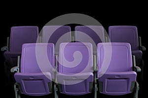 Empty theater auditorium or cinema with purple seats