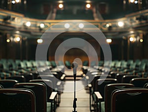Empty Theater with Center Stage Microphone